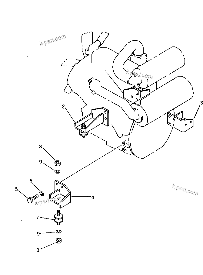 Parts diagram: ENGINE MOUNTING PARTS — PC15-2 S/N 2001-UP