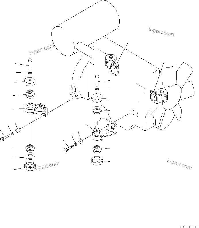 Parts diagram: ENGINE MOUNT — PC150-3 S/N 3001-UP