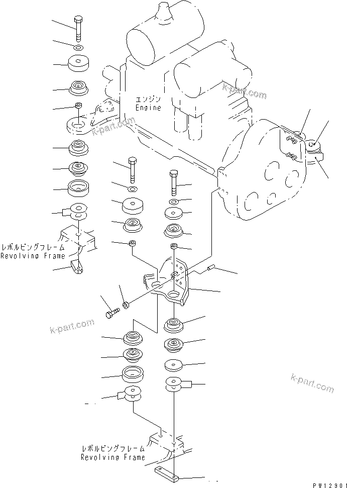 Parts diagram: ENGINE MOUNT — PC1600SP-1 S/N 10001-UP