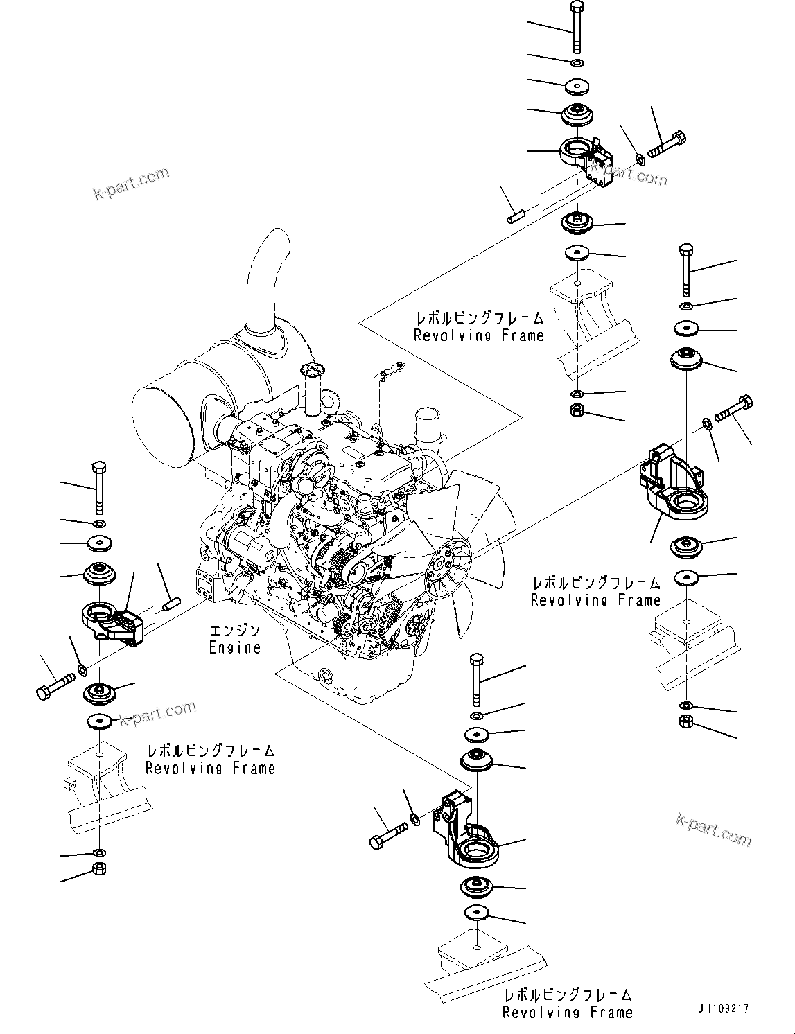Parts diagram: Engine Mounting, (#700001-) — PC200-10M0 S/N 600001-UP