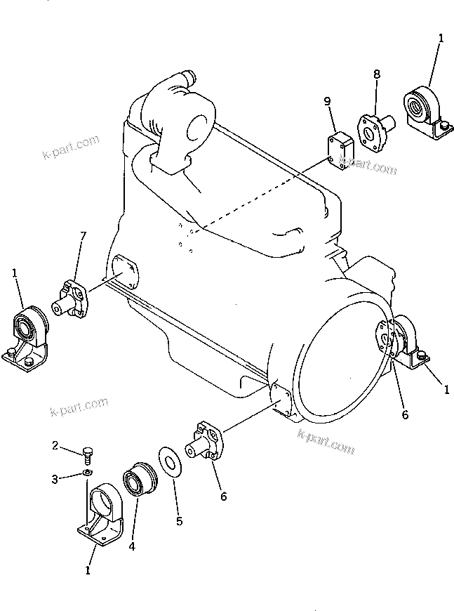 Parts diagram: ENGINE MOUNT — PC200-3 S/N 20001-UP