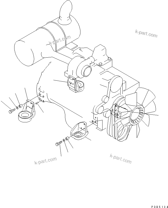 Parts diagram: ENGINE RELATED PARTS (BRACKET)(#94999-96513) — PC200-6J S/N 80001-UP
