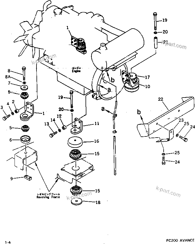 Parts diagram: ENGINE MOUNTING PARTS — PC200LC-5T S/N 58019-UP (Mighty Spec.)