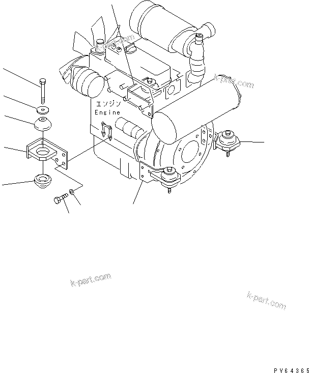 Parts diagram: ENGINE MOUNTING (MOUNTING PARTS) — PC20MR-1 S/N 10001-UP