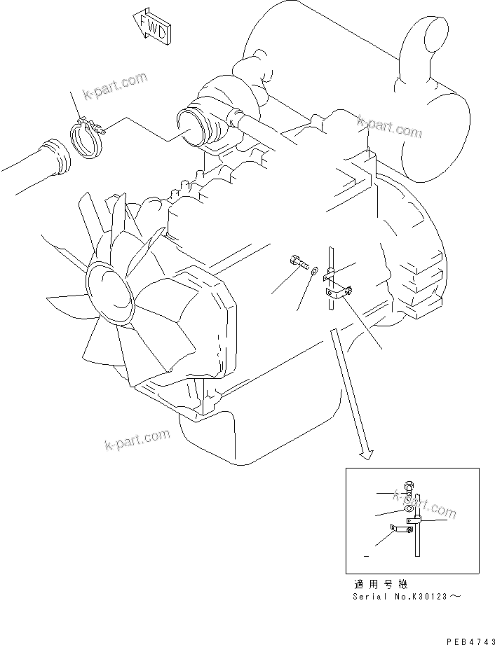 Parts diagram: CLAMP (TURBOCHARGER)(#K30001-K31999) — PC210-6K S/N K30001-UP
