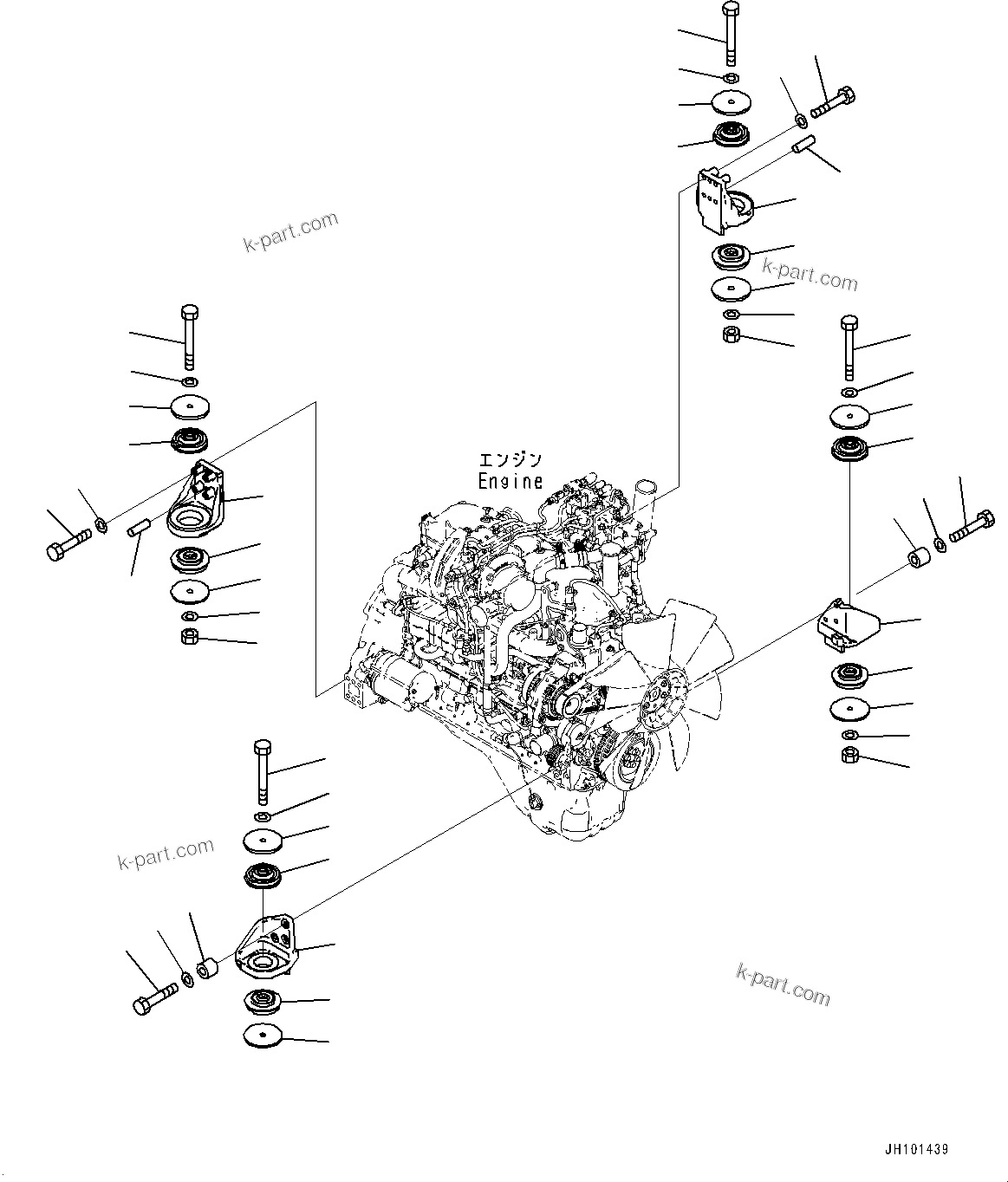 Parts diagram: Engine Mounting (#600001-) — PC210LC-10M0 S/N 600001-UP
