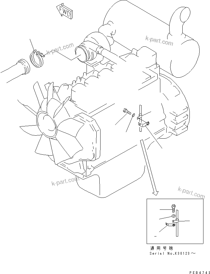 Parts diagram: CLAMP (TURBOCHARGER)(#K30001-K31999) — PC210LC-6K S/N K30001-UP