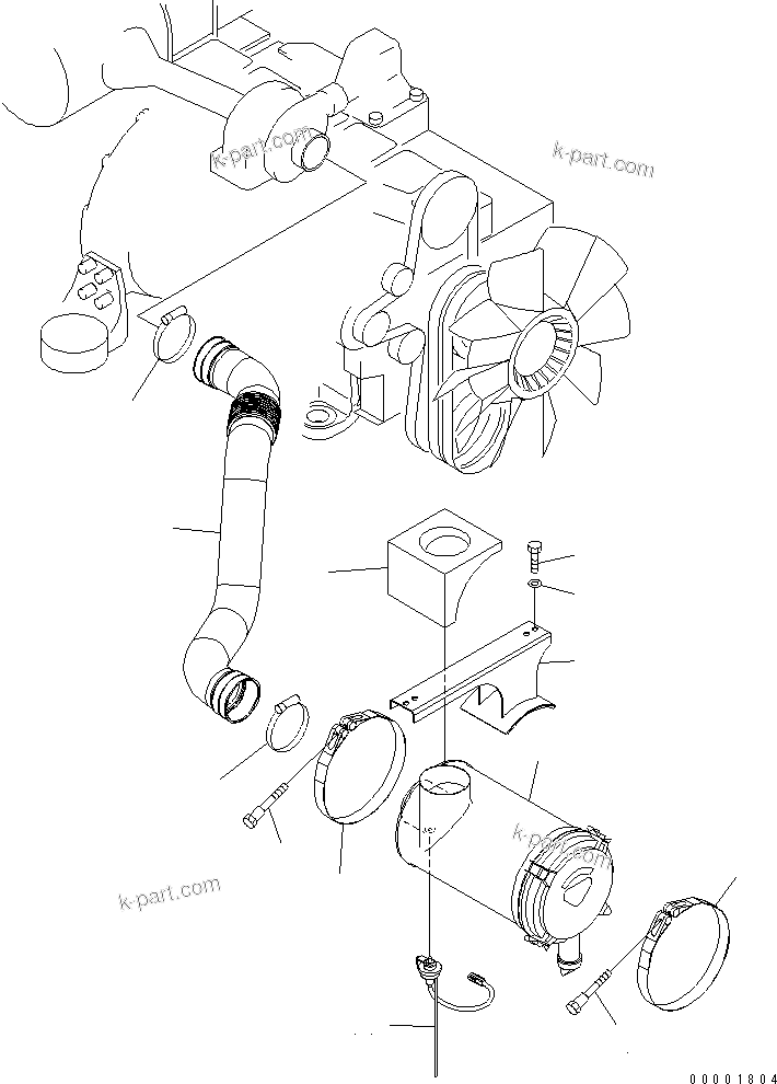 Parts diagram: AIR CLEANER AND CONNECTION — PC210LC-7 WASTE SPEC S/N K42001-UP