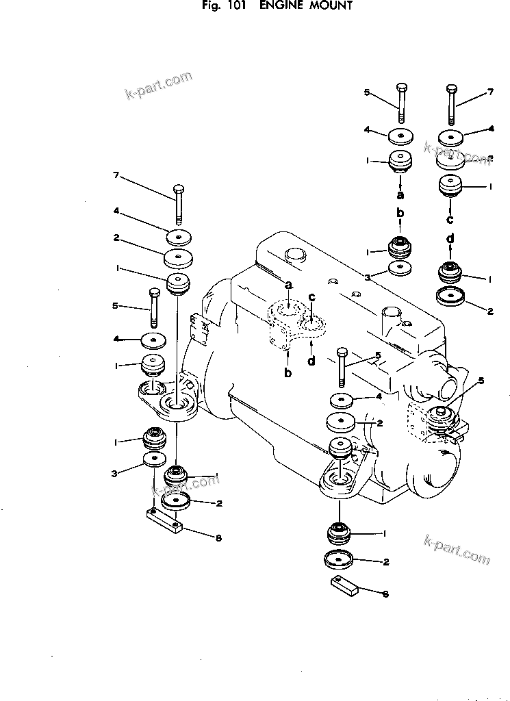Parts diagram: ENGINE MOUNT — PC220-1 S/N 10001-UP