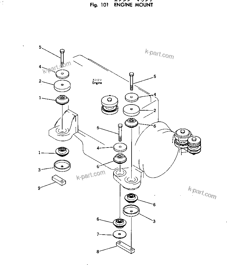Parts diagram: ENGINE MOUNT — PC220-2 S/N 11001-UP