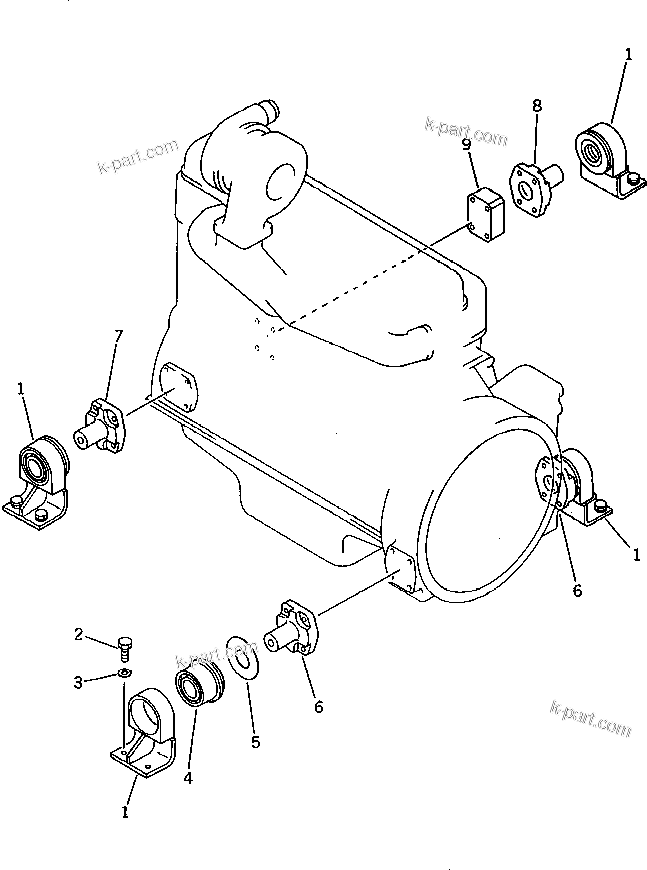 Parts diagram: ENGINE MOUNT — PC220-3 S/N 20001-UP
