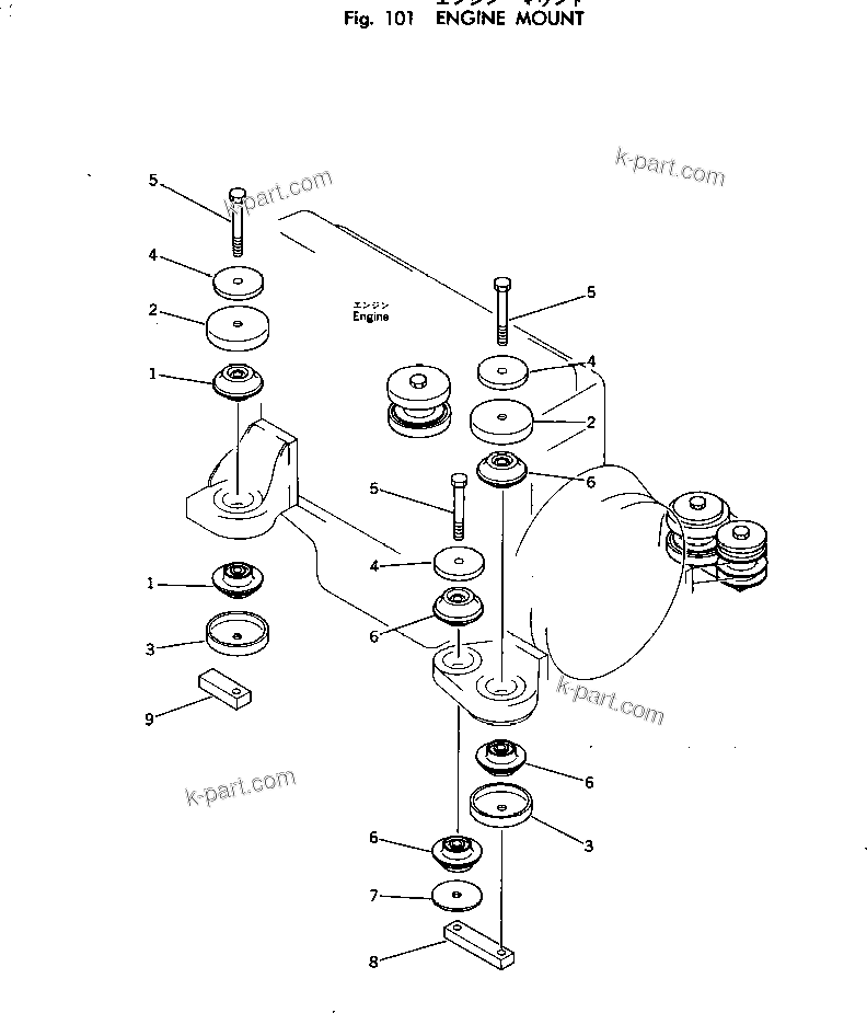 Parts diagram: ENGINE MOUNT — PC220LC-2 S/N 11001-UP