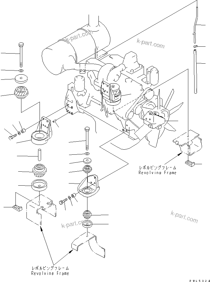 Parts diagram: ENGINE MOUNT(#55981-56056) — PC220LC-6Z S/N 50001-UP (Excel Spec.)