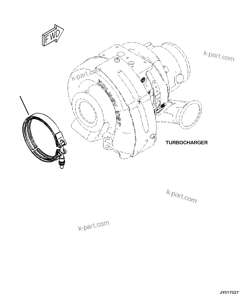 Parts diagram: AXS00-001001 EXHAUST CONNECTION — PC240LL-10 SN A20601-UP