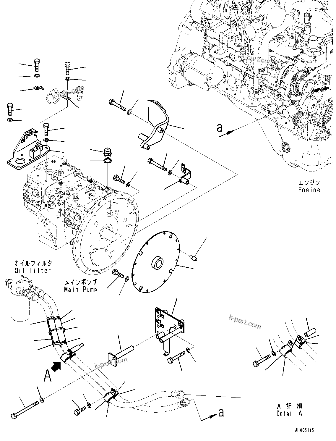 Parts diagram: Engine Related Parts, Damper and Piping — PC240NLC-10 S/N 90001-UP