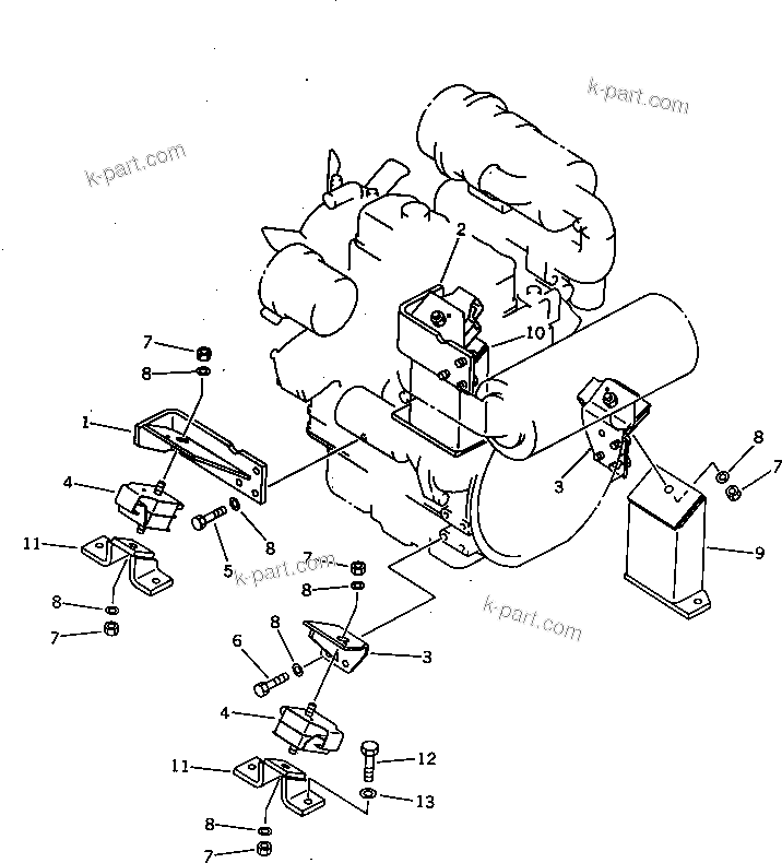 Parts diagram: ENGINE MOUNT (1/2)(#7001-10800) — PC28UU-2 S/N 7001-UP