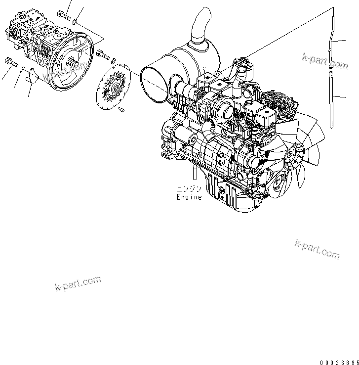 Parts diagram: PUMP AND TUBE(#K40392-) — PC290LC-7K S/N K40001-UP