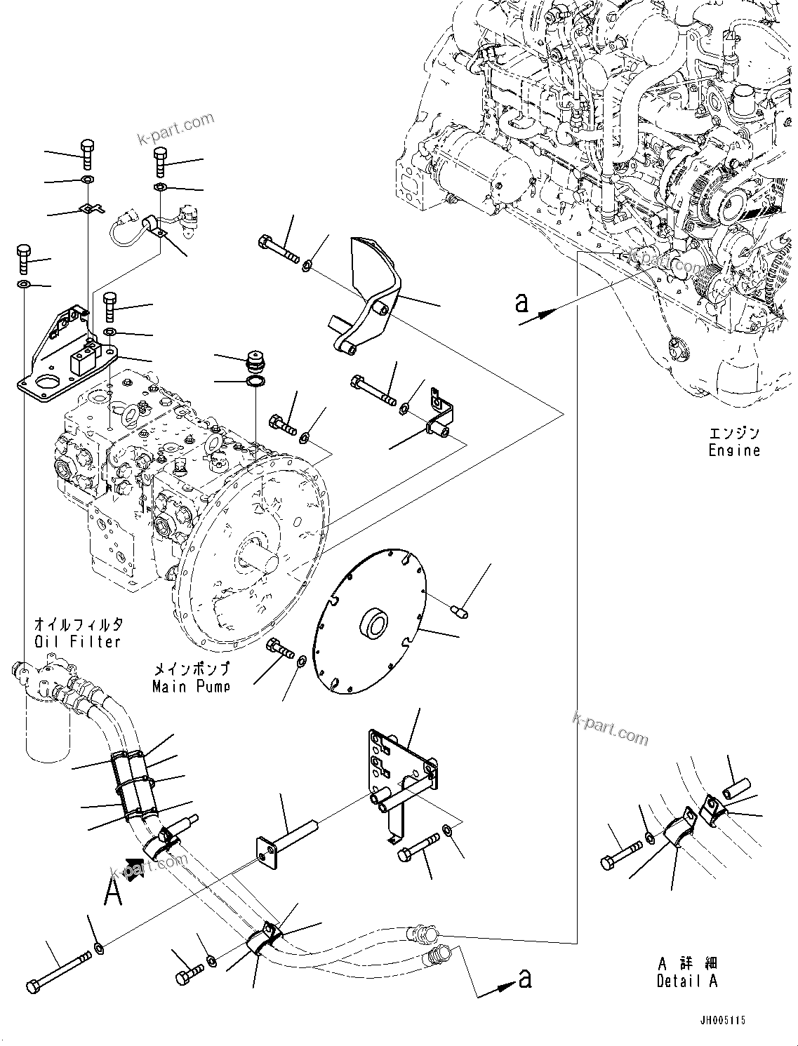 Parts diagram: Engine Related Parts, Damper and Piping — PC290NLC-10 S/N 15001-UP