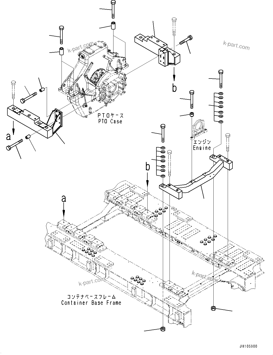 Parts diagram: Engine Mounting, Bracket(#36301-) — PC3400-11M0 S/N 36301-UP
