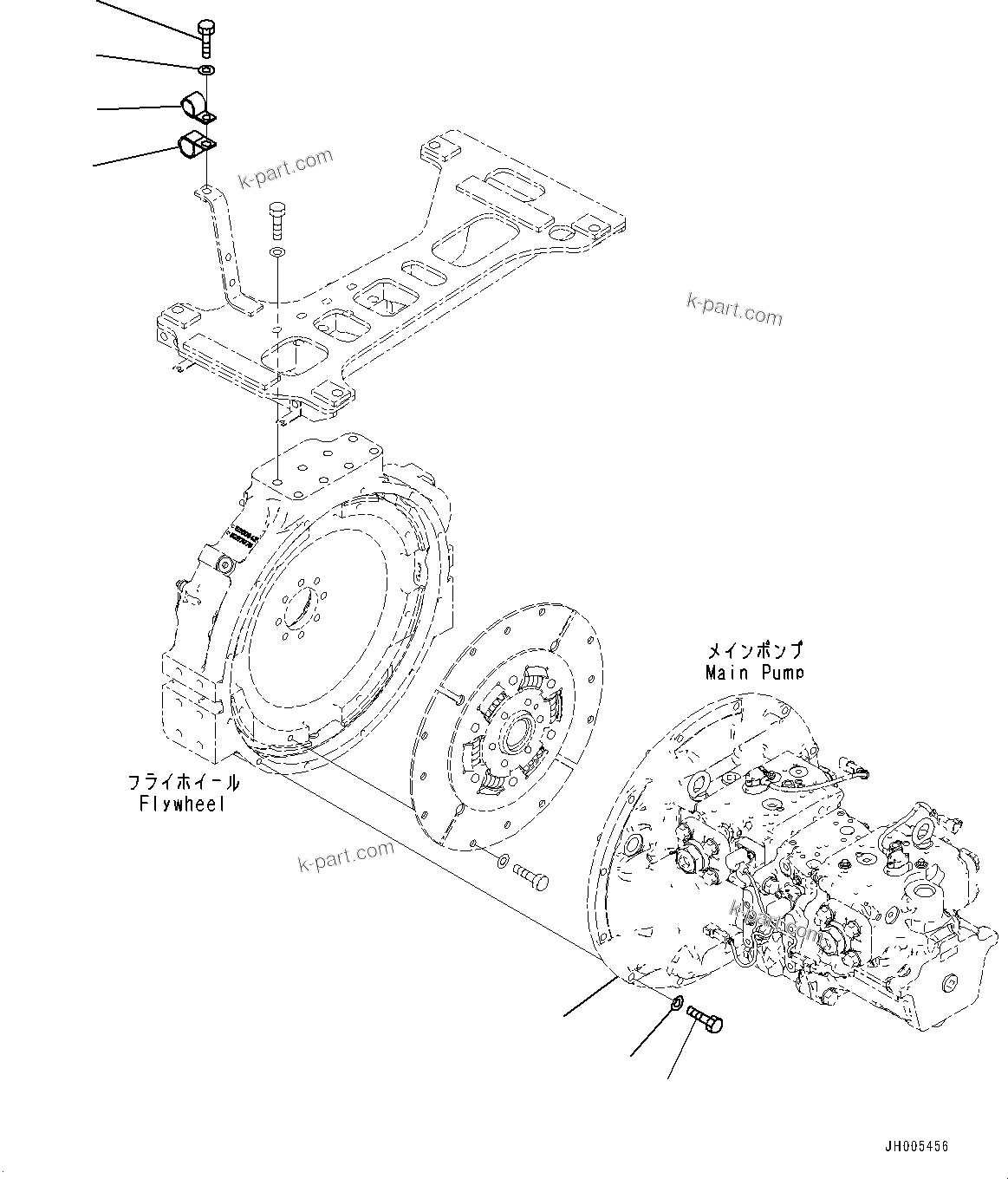 Parts diagram: Engine Related Parts, Pump Mounting — PC360NLC-10 S/N 70001-UP