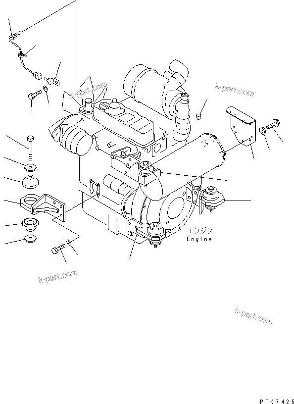 Parts diagram: ENGINE MOUNTING PARTS(#7001-8000) — PC38UU-3 S/N 7001-UP