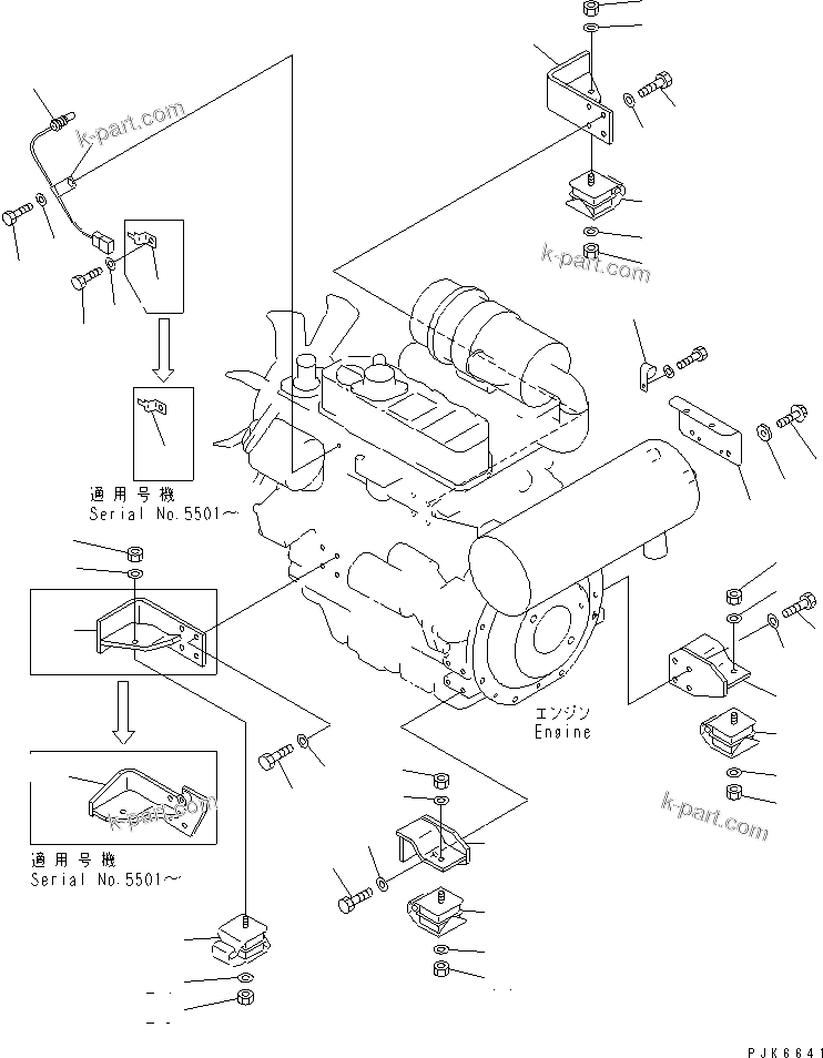 Parts diagram: ENGINE MOUNT — PC40MRX-1 S/N 1001-UP (For EU)