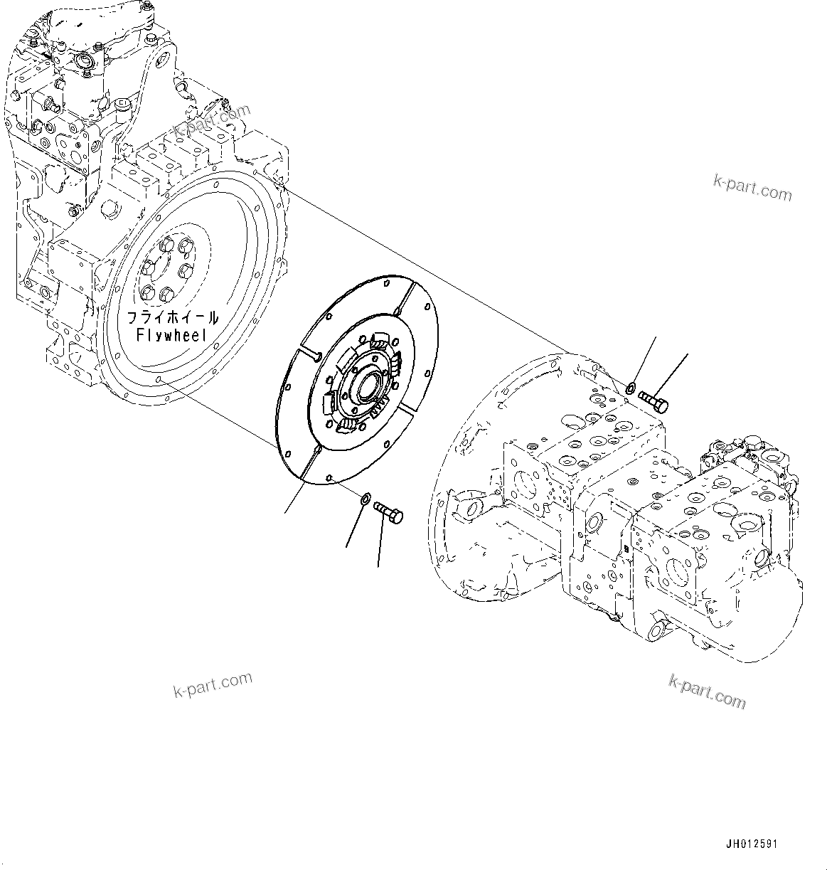 Parts diagram: Damper — PC490-11E0 S/N K75001-UP