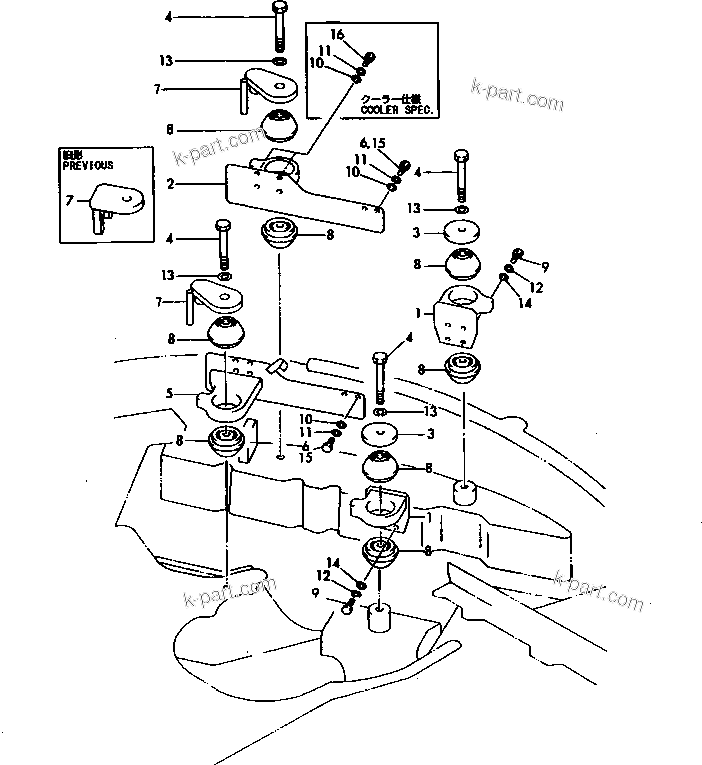 Parts diagram: ENGINE MOUNTING PARTS — PC50FR-1 S/N 10001-UP