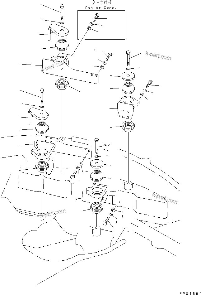 Parts diagram: ENGINE MOUNTING PARTS — PC50FR-2 S/N 20001-UP
