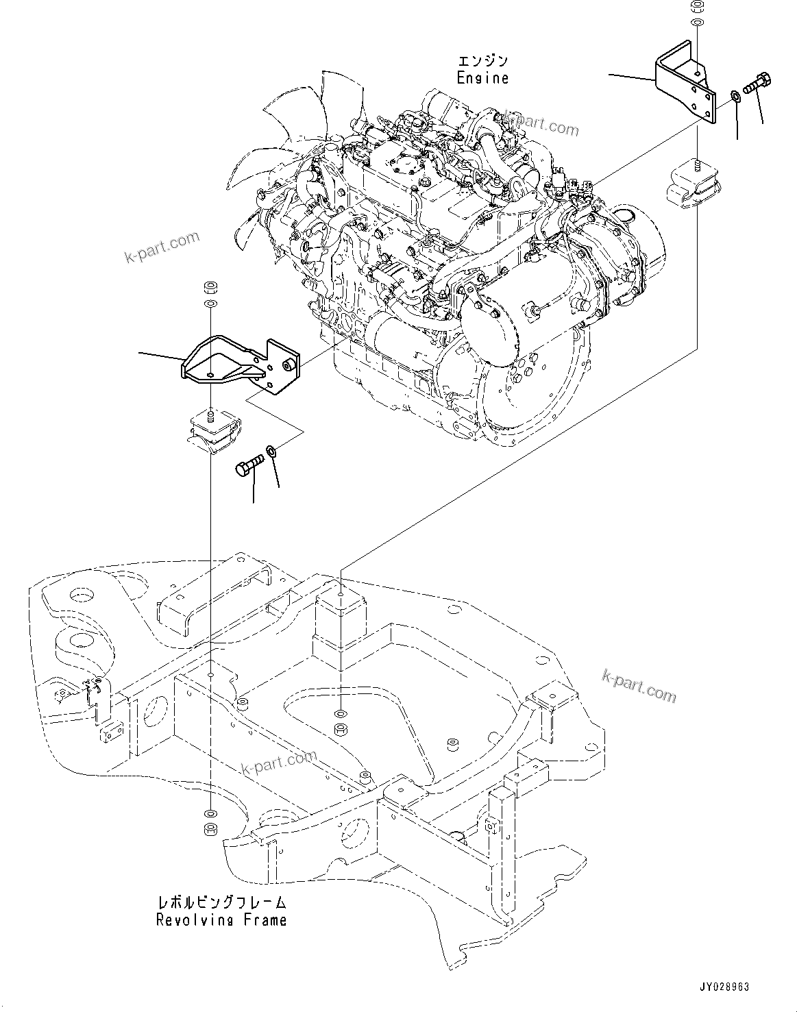 Parts diagram: Engine Related Parts, Mounting Parts (#20001-) — PC55MR-5 S/N 20001-UP