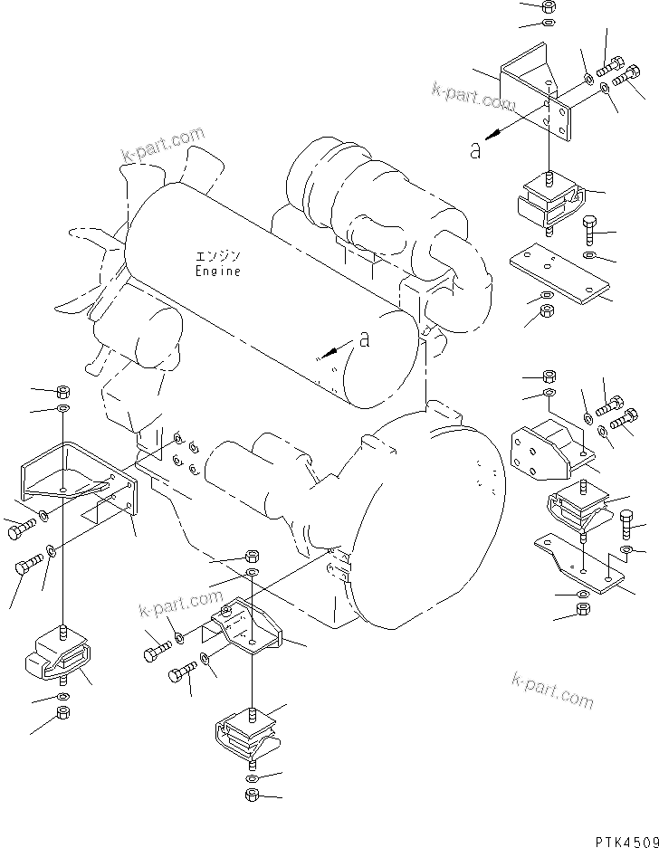 Parts diagram: ENGINE MOUNT (1/2) — PC58SF-1 S/N 1001-UP