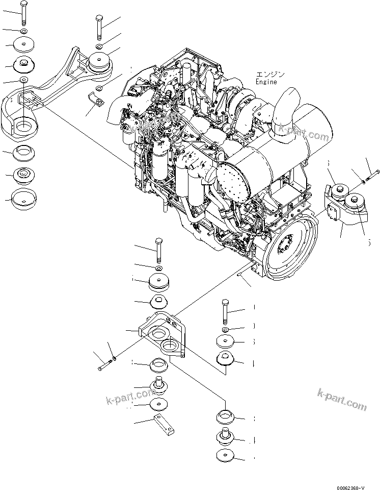 Parts diagram: ENGINE MOUNTING — PC600-8R S/N 60001-UP (W/O EGR)