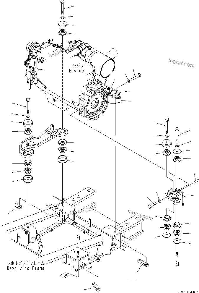 Parts diagram: ENGINE MOUNTING(#31001-) — PC650-6A S/N 30001-UP