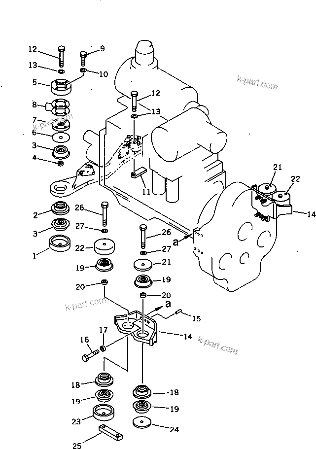 Parts diagram: ENGINE MOUNT — PC650SE-3 S/N 10501-UP