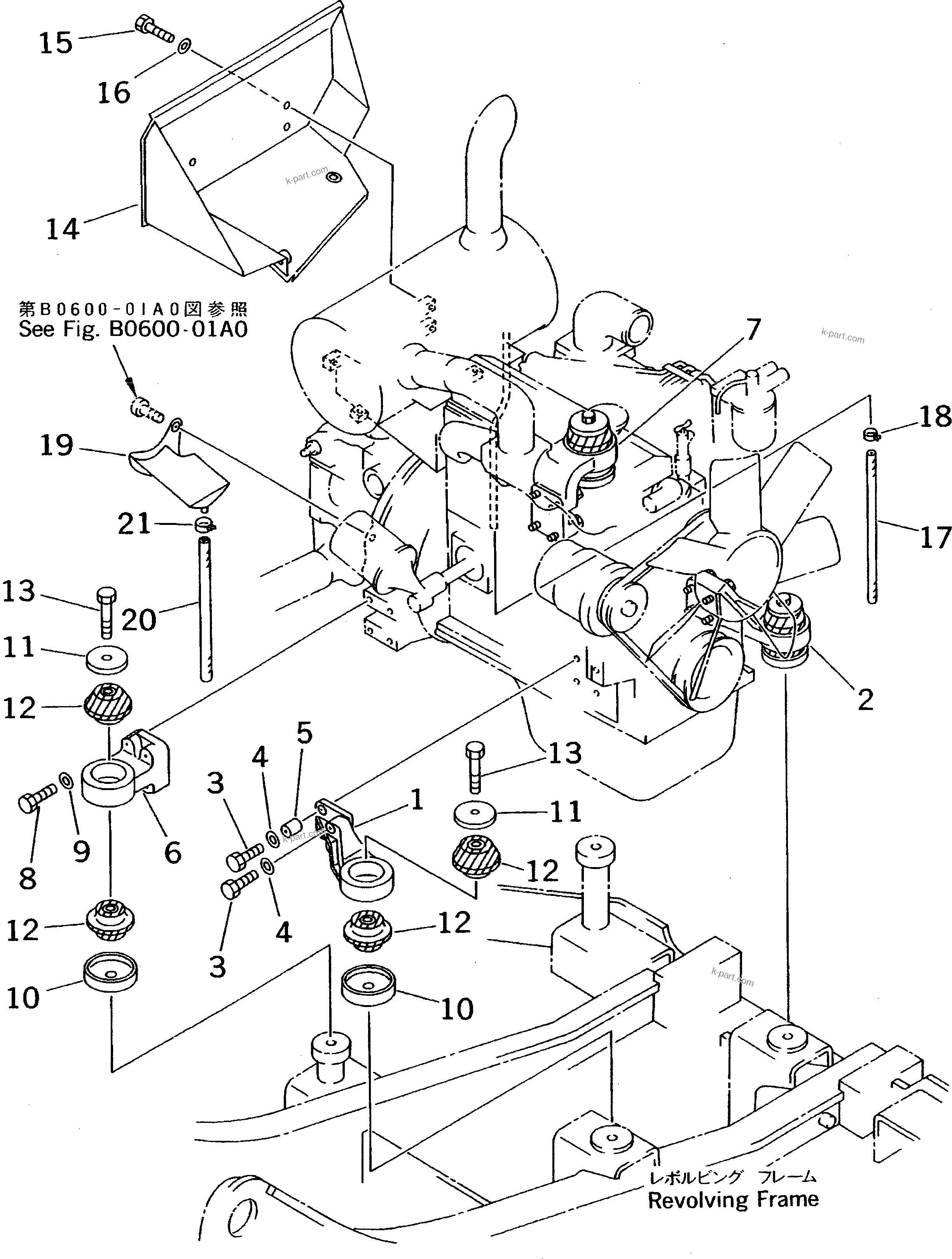 Parts diagram: ENGINE MOUNT(#45001-52373) — PC70-7-B S/N 45001-UP
