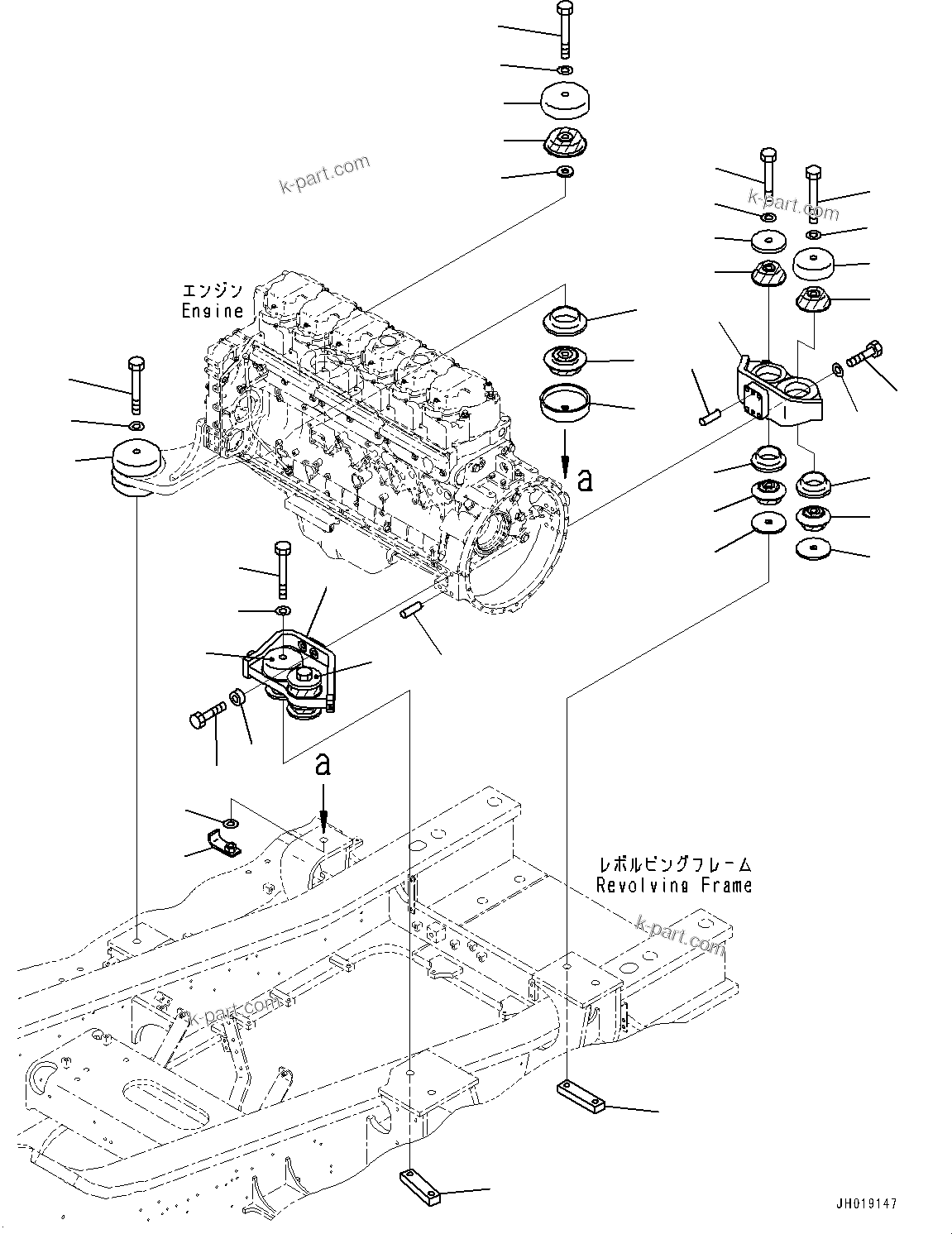 Parts diagram: Engine Mounting, Bracket and Cushion (#80001-) — PC700LC-11 S/N 80001-UP