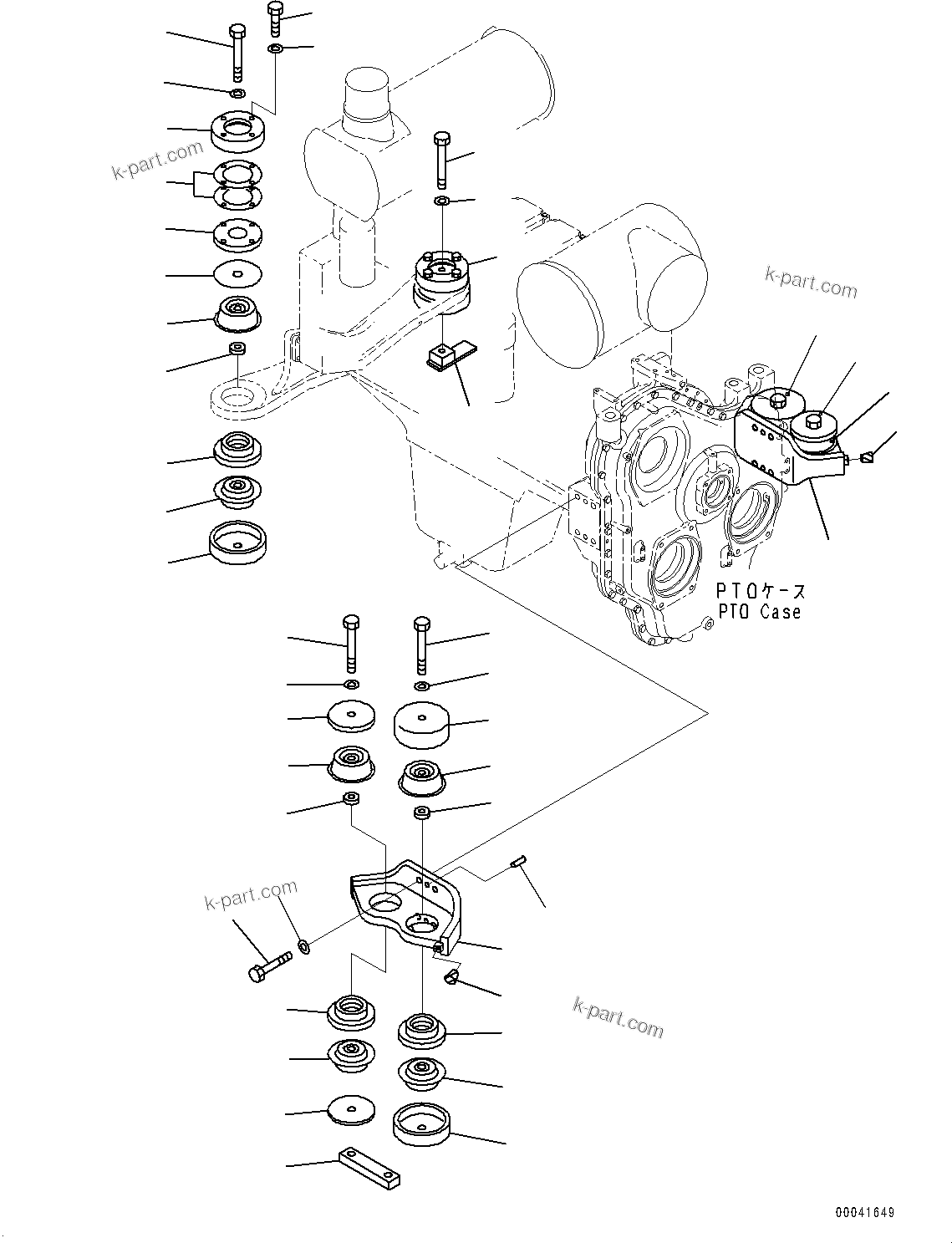 Parts diagram: Engine Mounting, Bracket and Cushion (#65001-) — PC800-8E0 S/N 65001-UP