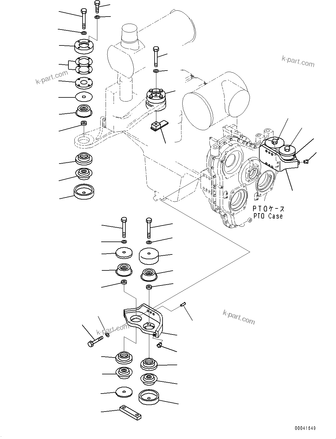 Parts diagram: Engine Mounting, Bracket and Cushion (#65001-) — PC800LC-8E0 S/N 65001-UP