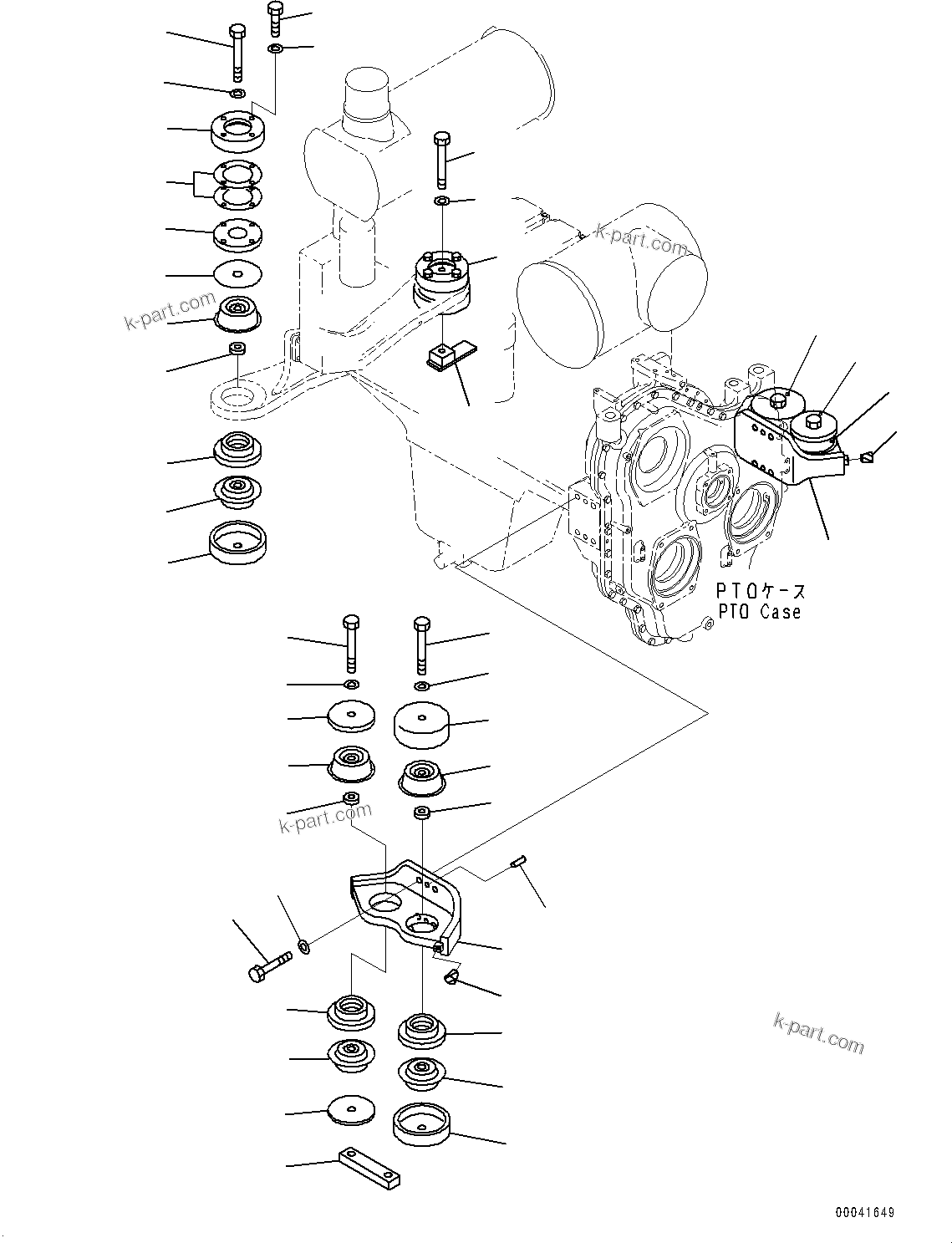 Parts diagram: Engine Mounting, Bracket and Cushion (#65001-) — PC850SE-8E0 S/N 65001-UP