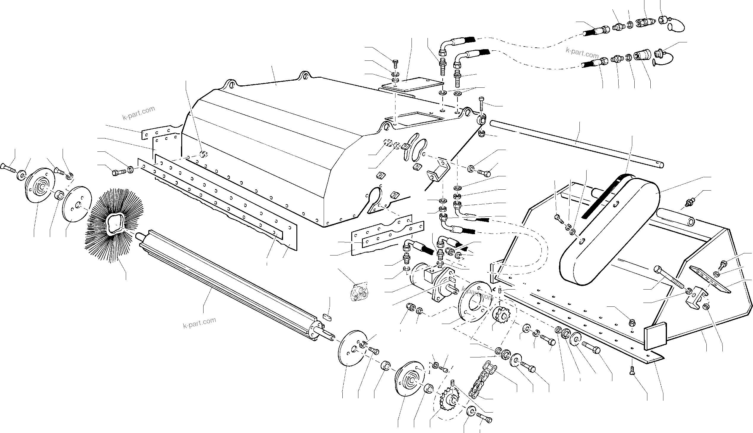 Parts diagram: SWEEPER FITTED BUCKET — PS15 S/N 383-Up
