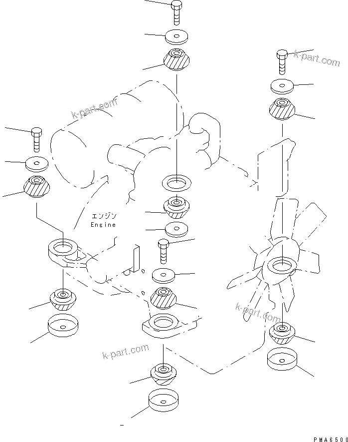 Parts diagram: ENGINE MOUNT — PW130-6K S/N K30001-UP