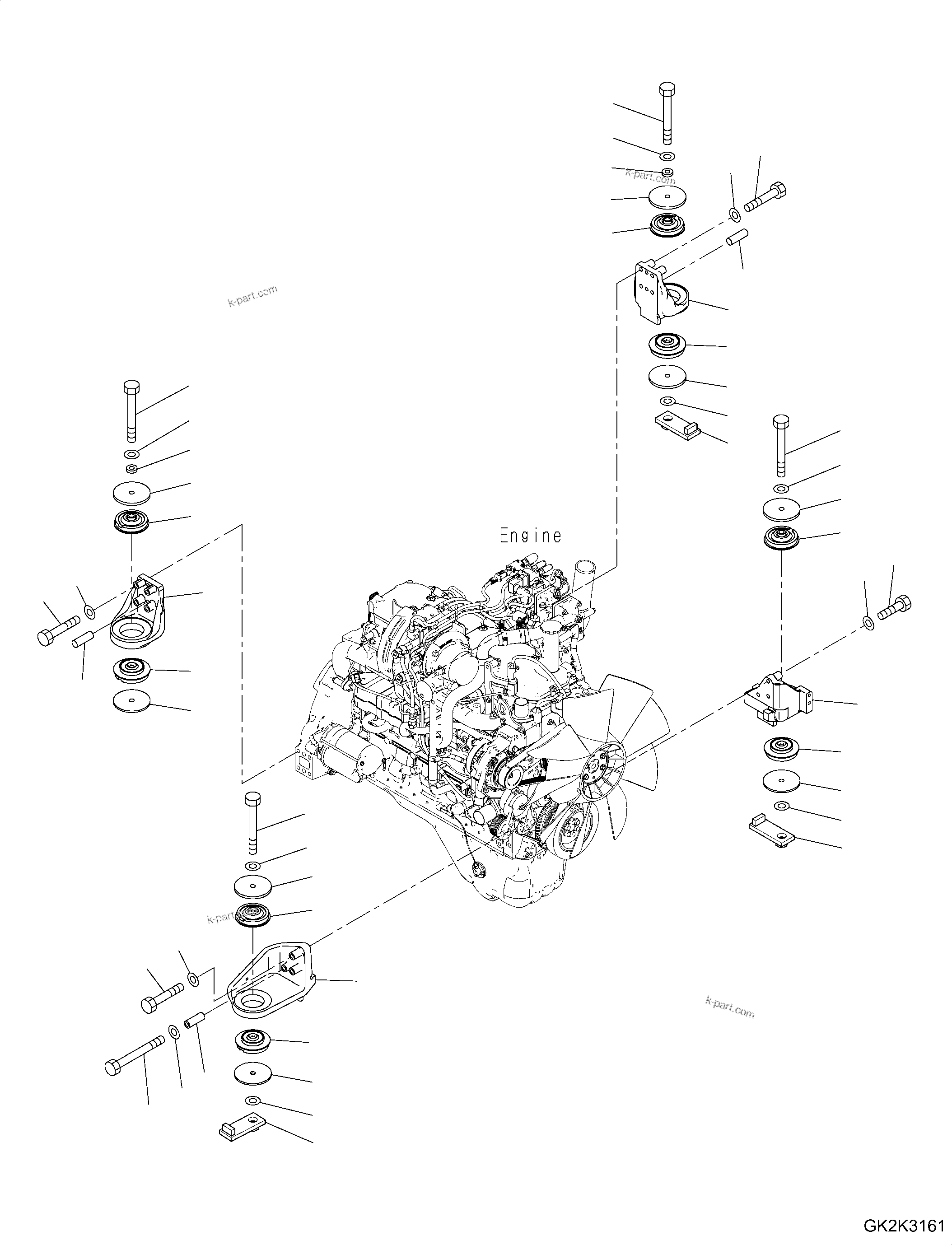 Parts diagram: Engine Mounting — PW180-11 S/N H75051-UP