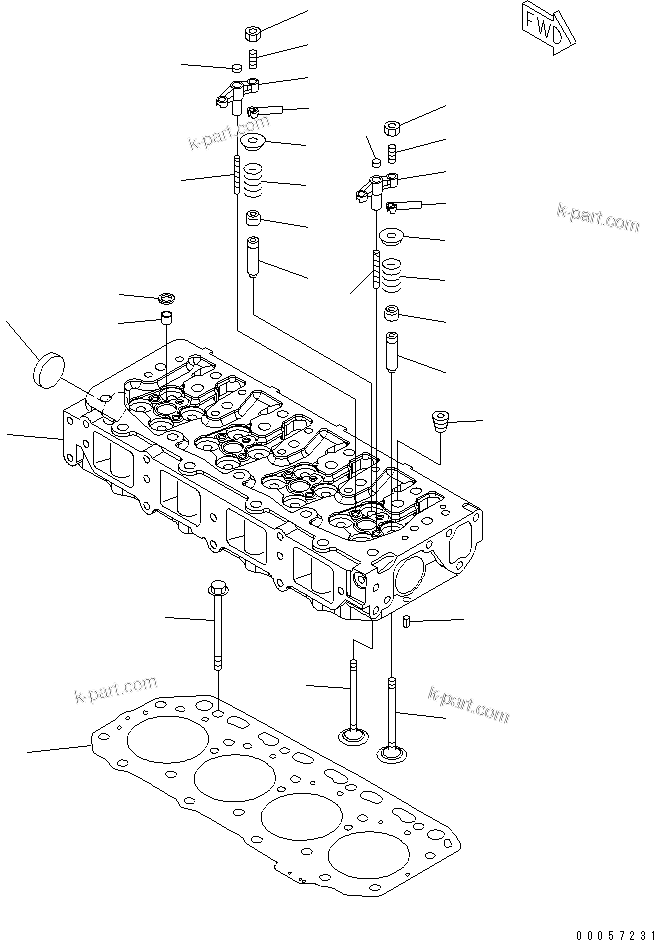 Parts diagram: CYLINDER HEAD — S4D84E-5P-BA S/N 00101-UP