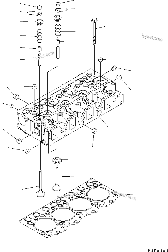 Parts diagram: CYLINDER HEAD — S4D95LE-3-CX S/N 128788-UP