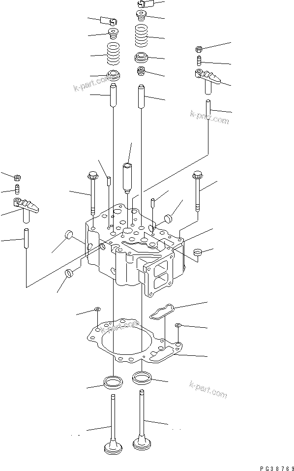 Parts diagram: CYLINDER HEAD(#53783-) — S6D125-1AH S/N 51975-UP