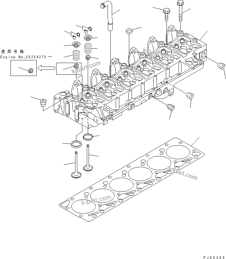 Parts diagram: CYLINDER HEAD (WITH WATER COOLING AFTER COOLER)(#26201322-) — SA6D102E-1C-7 S/N 26200163-UP