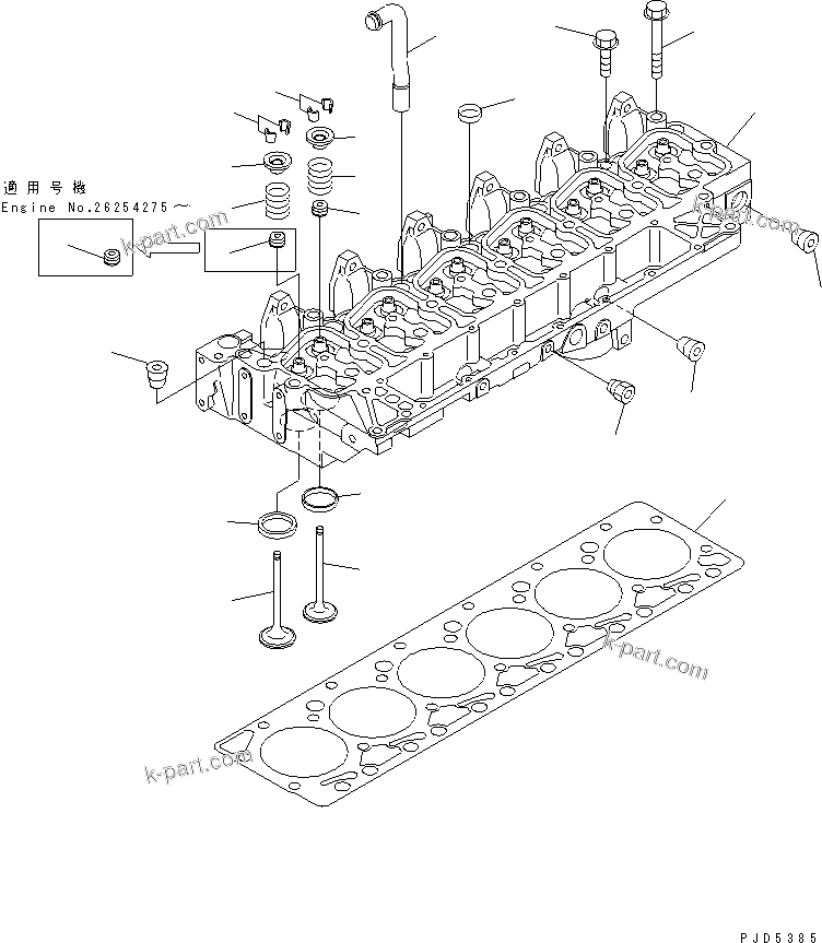 Parts diagram: CYLINDER HEAD(#26201322-) — SA6D102E-1C-Z S/N 26200467-UP
