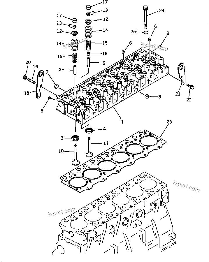 Parts diagram: CYLINDER HEAD — SA6D95L-1G S/N 67158-UP
