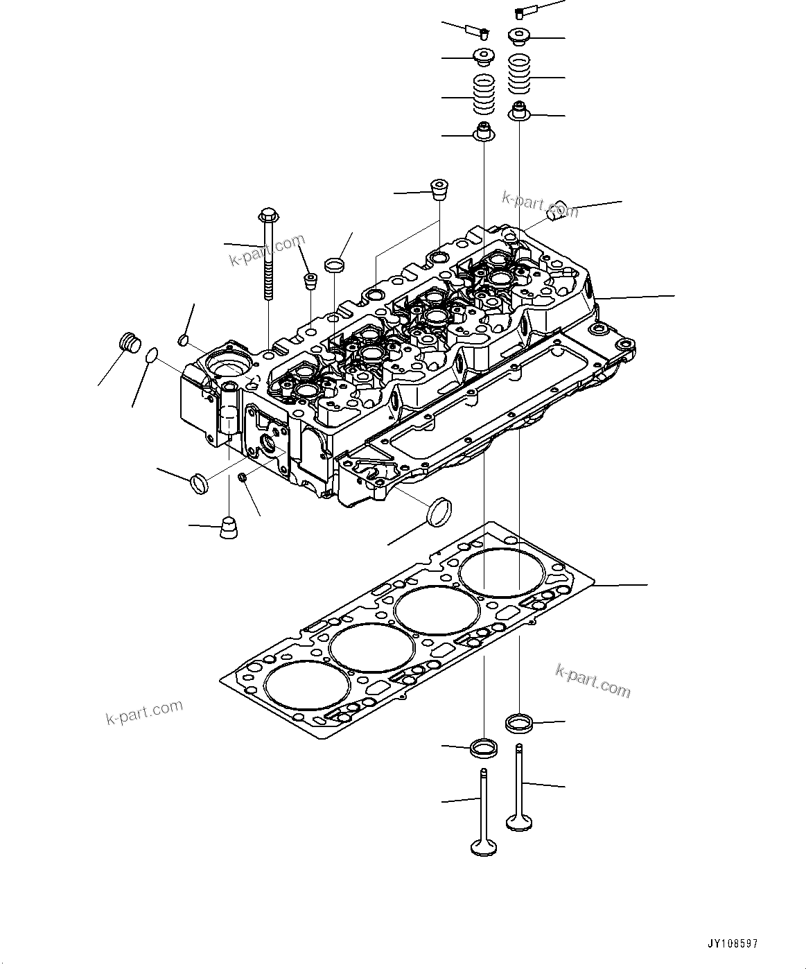 Parts diagram: Cylinder Head, (#26735085-) — SAA4D107E-5 S/N 111-UP (For D51EX-24E0/D51EXI-24E0/D51PX-24E0/D51PXI-24E0)