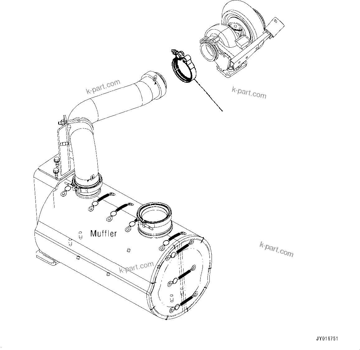 Parts diagram: Exhaust Connector Clamp (#36477692-UP) — SAA6D107E-1D S/N 36477692-UP